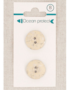 Karte mit 2 beige Knöpfen 18 mm 2 Löcher - Rand