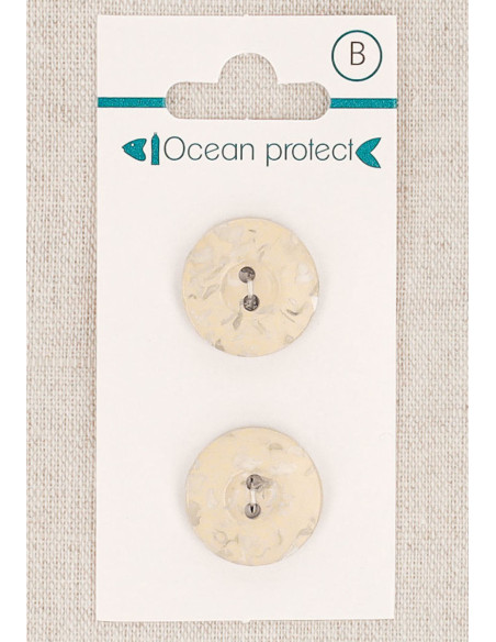 Karte mit 2 beige Knöpfen 18 mm 2 Löcher - Rand