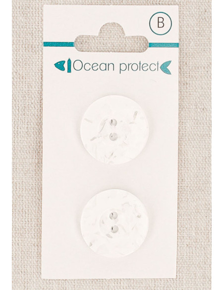 Karte mit 2 weißen Knöpfen 20 mm 2 Löcher - Rand