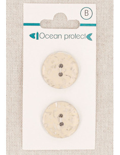 Karte mit 2 beige Knöpfen 20 mm 2 Löcher - Flach