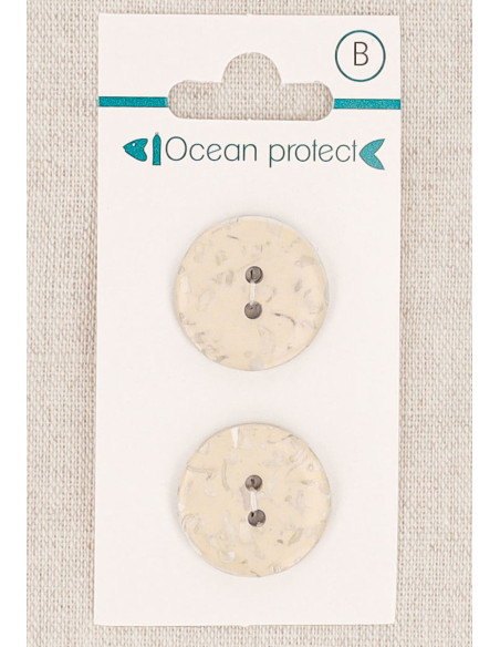 Karte mit 2 beige Knöpfen 20 mm 2 Löcher - Flach