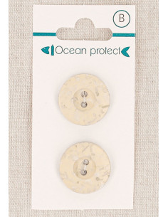Karte mit 2 beige Knöpfen 20 mm 2 Löcher - Rand
