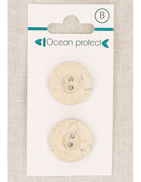 Karte mit 2 beige Knöpfen 20 mm 2 Löcher - Rand
