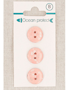 Karte mit 3 rosa Knöpfen 15 mm 2 Löcher - Flach