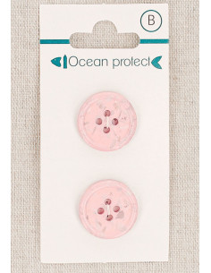 Karte mit 2 rosa Knöpfen 18 mm 4 Löcher - Gerollter Rand