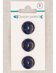 Marineblauer 3-Knopf-Knopf 15 mm 2 Löcher - Flach