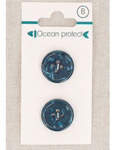 Marineblauer 2-Knopf 18 mm 4-Loch-Knopf - Gerollter Rand