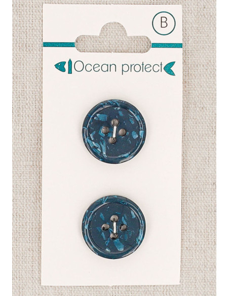 Marineblauer 2-Knopf 18 mm 4-Loch-Knopf - Gerollter Rand