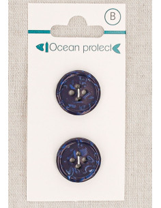 Marineblauer 2-Knopf 18 mm 4-Loch-Knopf - Gerollter Rand