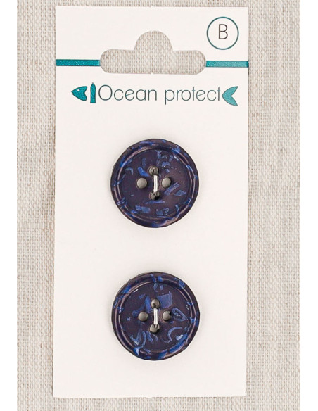 Marineblauer 2-Knopf 18 mm 4-Loch-Knopf - Gerollter Rand