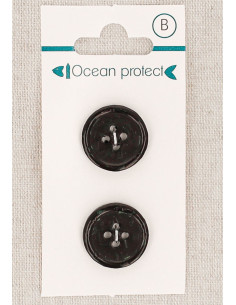 Karte mit 2 schwarzen Knöpfen 18 mm 4 Löcher - Gerollter Rand