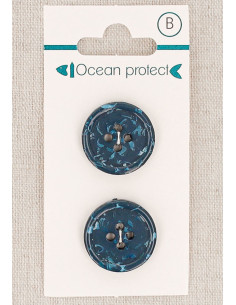 Marineblauer 2-Knopf-Knopf 20 mm 4 Löcher - Gerollter Rand