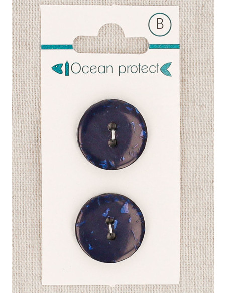Marineblauer 2-Loch-Knopf 20 mm - Flach