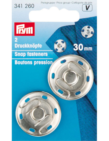 Nähdruckknöpfe 30 mm - Silber
