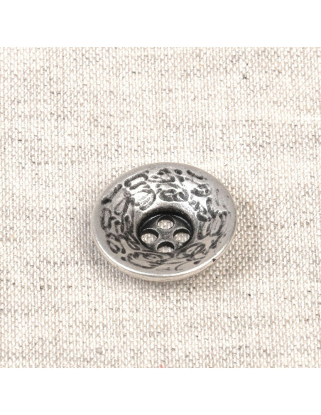 Metallknopf mit 4 Löchern - Antik Silber