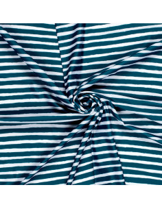 Lycra-Badeanzugstoff - Streifen in Entenblau 2