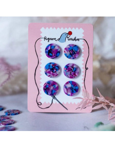 Karte mit 6 Knöpfen aus Bioresin 25 mm 4 Löcher - Lucid