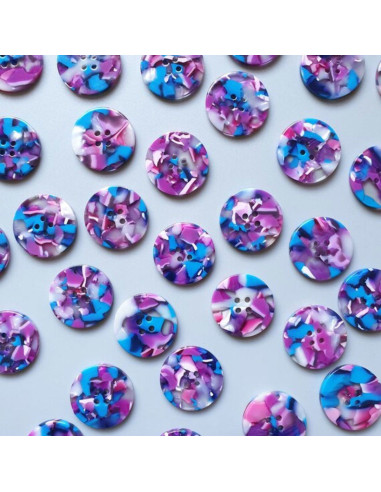 Karte mit 6 Knöpfen aus Bioresin 25 mm 4 Löcher - Lucid