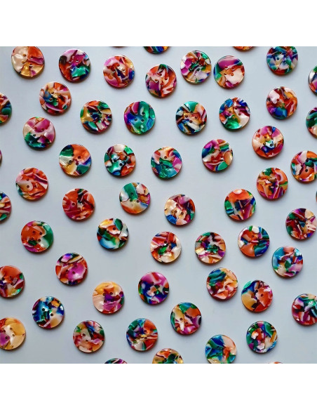 Paket mit 10 Knöpfen aus Bioharz 20 mm 4 Löcher - Kaleidoskop