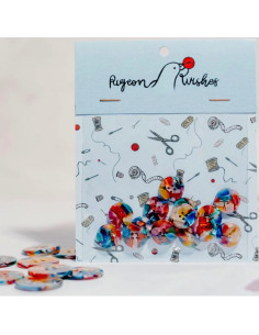 Paket mit 15 Knöpfen aus Bioharz 15 mm 4 Löcher - Kaleidoskop