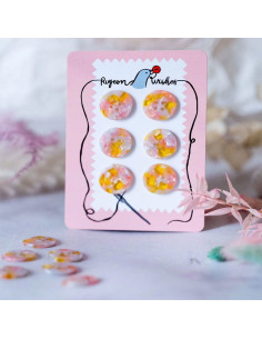 Karte mit 6 Knöpfen aus Bioresin 25 mm 4 Löcher - Fanciful