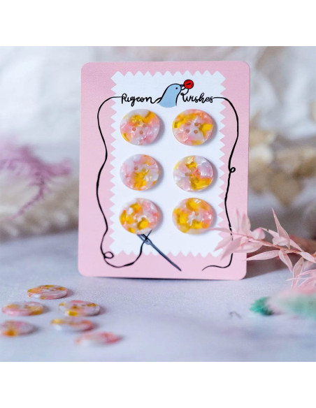 Karte mit 6 Knöpfen aus Bioresin 25 mm 4 Löcher - Fanciful
