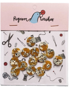 Packung mit 15 Knöpfen aus Bioharz 15 mm 4 Löcher - Savanna