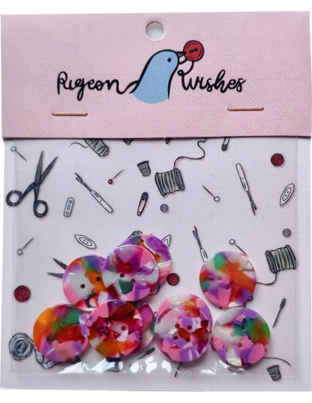 Paket mit 10 Knöpfen aus Bioharz 20 mm 4 Löcher - Bloom