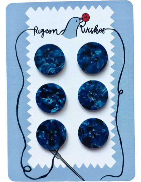 Karte mit 6 Knöpfen aus Bioresin 25 mm 4 Löcher - Nightshade