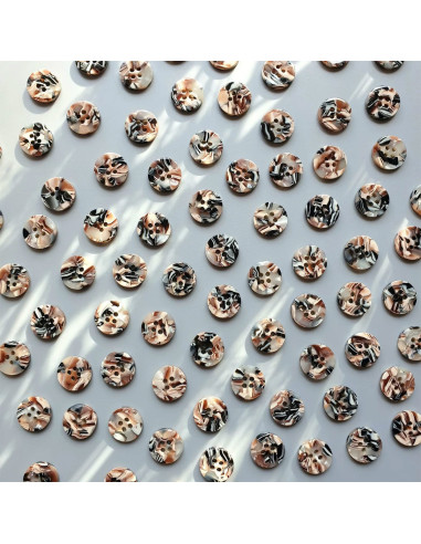 Packung mit 15 Knöpfen aus Bioharz 15 mm 4 Löcher - Granit