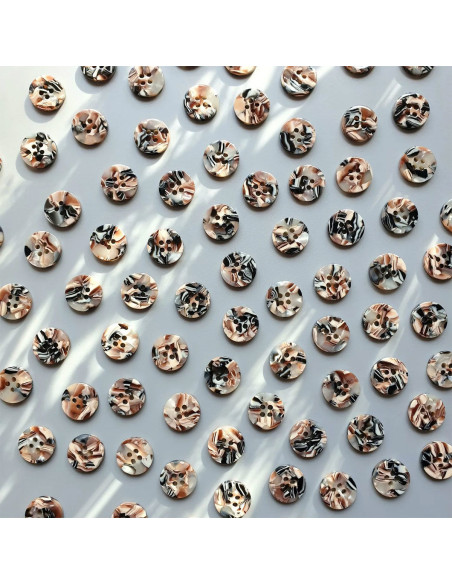 Packung mit 15 Knöpfen aus Bioharz 15 mm 4 Löcher - Granit