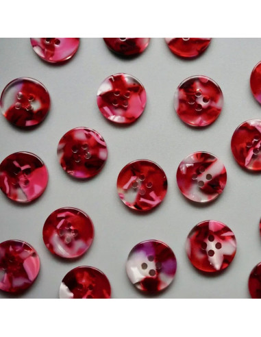 Paket mit 15 Knöpfen aus Bioharz 15 mm 4 Löcher - Cherry Bomb