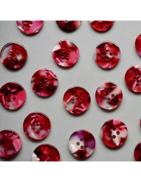 Paket mit 15 Knöpfen aus Bioharz 15 mm 4 Löcher - Cherry Bomb