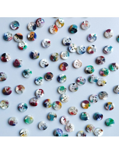 Packung mit 15 Knöpfen aus Bioharz, 10 mm, 4 Löcher - Painterly