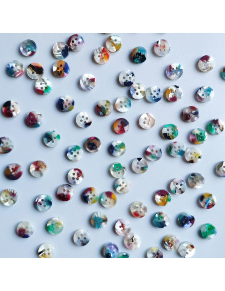 Packung mit 15 Knöpfen aus Bioharz, 10 mm, 4 Löcher - Painterly