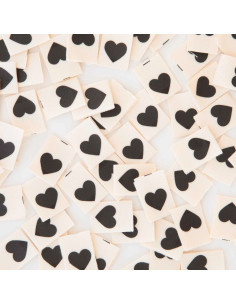 Set von 8 gewebten Etiketten - Schwarzes Herz