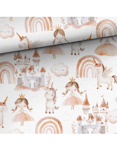 Premium-Baumwollstoff - Prinzessin und Einhorn
