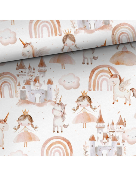 Premium-Baumwollstoff - Prinzessin und Einhorn