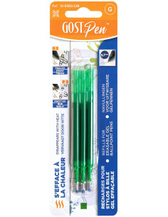 Set mit 3 Nachfüllungen für thermisch löschbare Kugelschreiber - Grün
