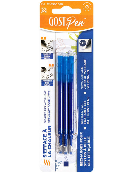 Set mit 3 Nachfüllungen für hitzeempfindliche löschbare Kugelschreiber - Marineblau