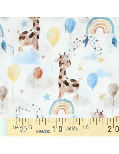 Baumwoll-Popeline-Stoff - Giraffe