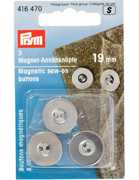 Satz von 3 magnetischen Nähknöpfen - Silber