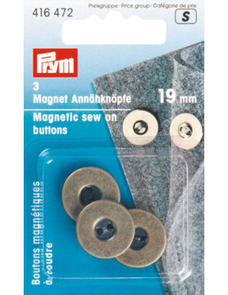 Satz von 3 magnetischen Nähknöpfen - Bronze