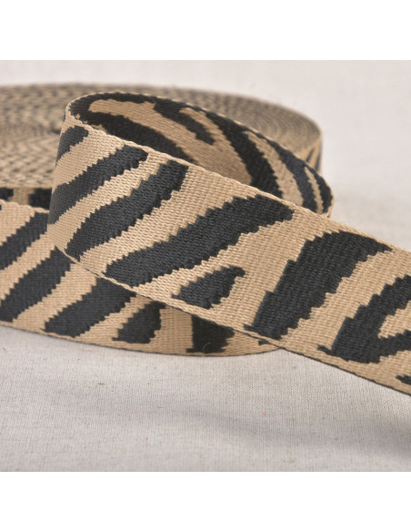 Tiergurt - Beige-schwarzes Zebra