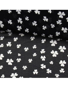 Bedruckter Musselin-Stoff - Schwarzes Kleeblatt
