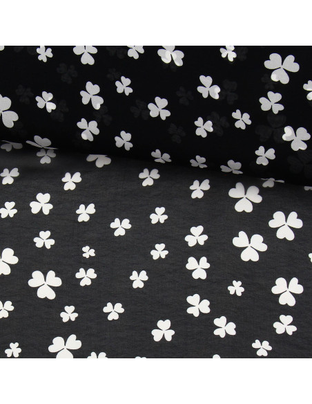Bedruckter Musselin-Stoff - Schwarzes Kleeblatt