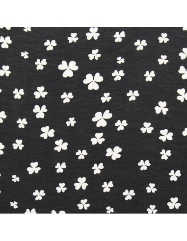 Bedruckter Musselin-Stoff - Schwarzes Kleeblatt