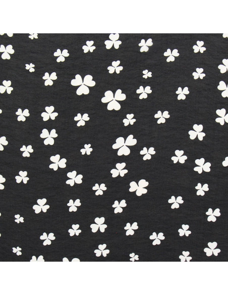 Bedruckter Musselin-Stoff - Schwarzes Kleeblatt