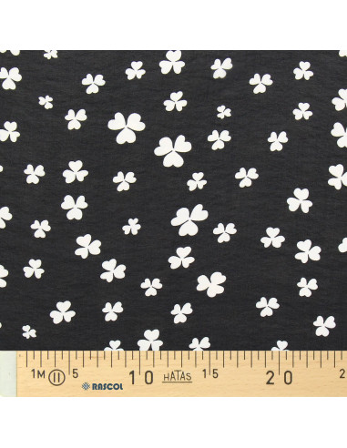 Bedruckter Musselin-Stoff - Schwarzes Kleeblatt