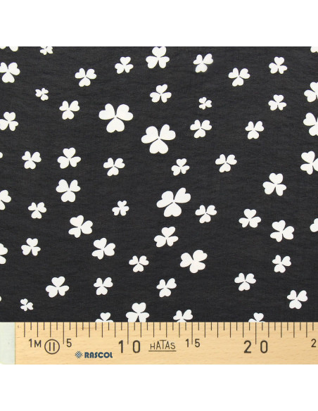 Bedruckter Musselin-Stoff - Schwarzes Kleeblatt